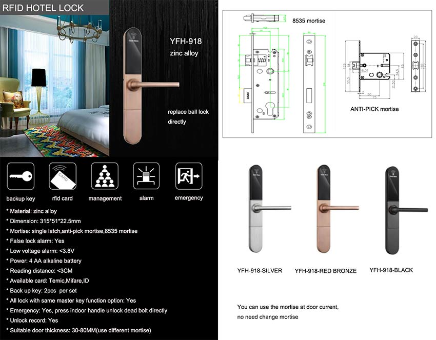 Zinc Alloy Hotel Door Lock YFH-918