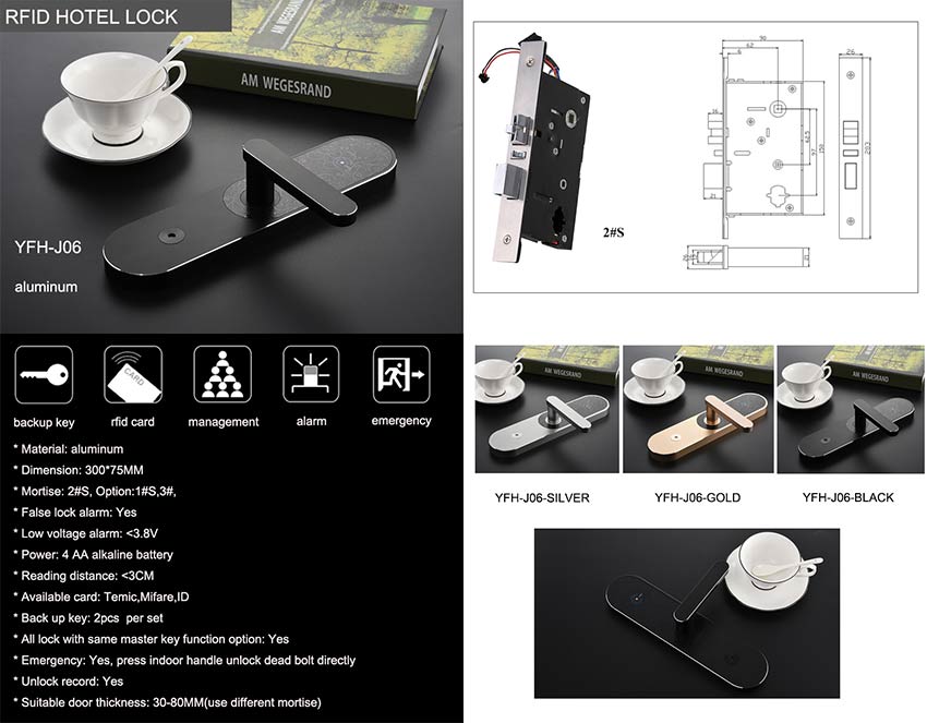 Aluminum Alloy Hotel Door Lock YFH-J06