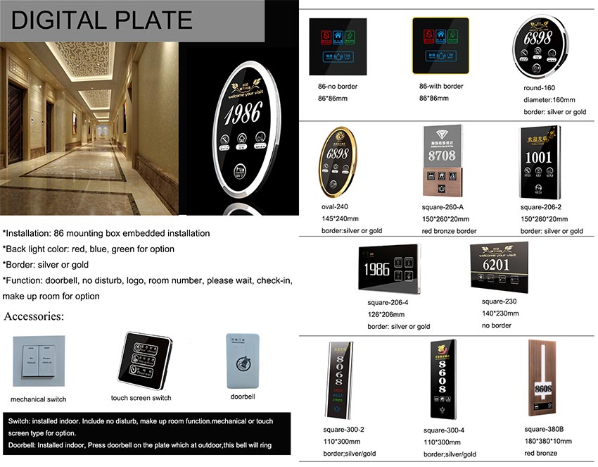 Tempered Digital Glass Room Number Plate Square 206 2 Supplier China