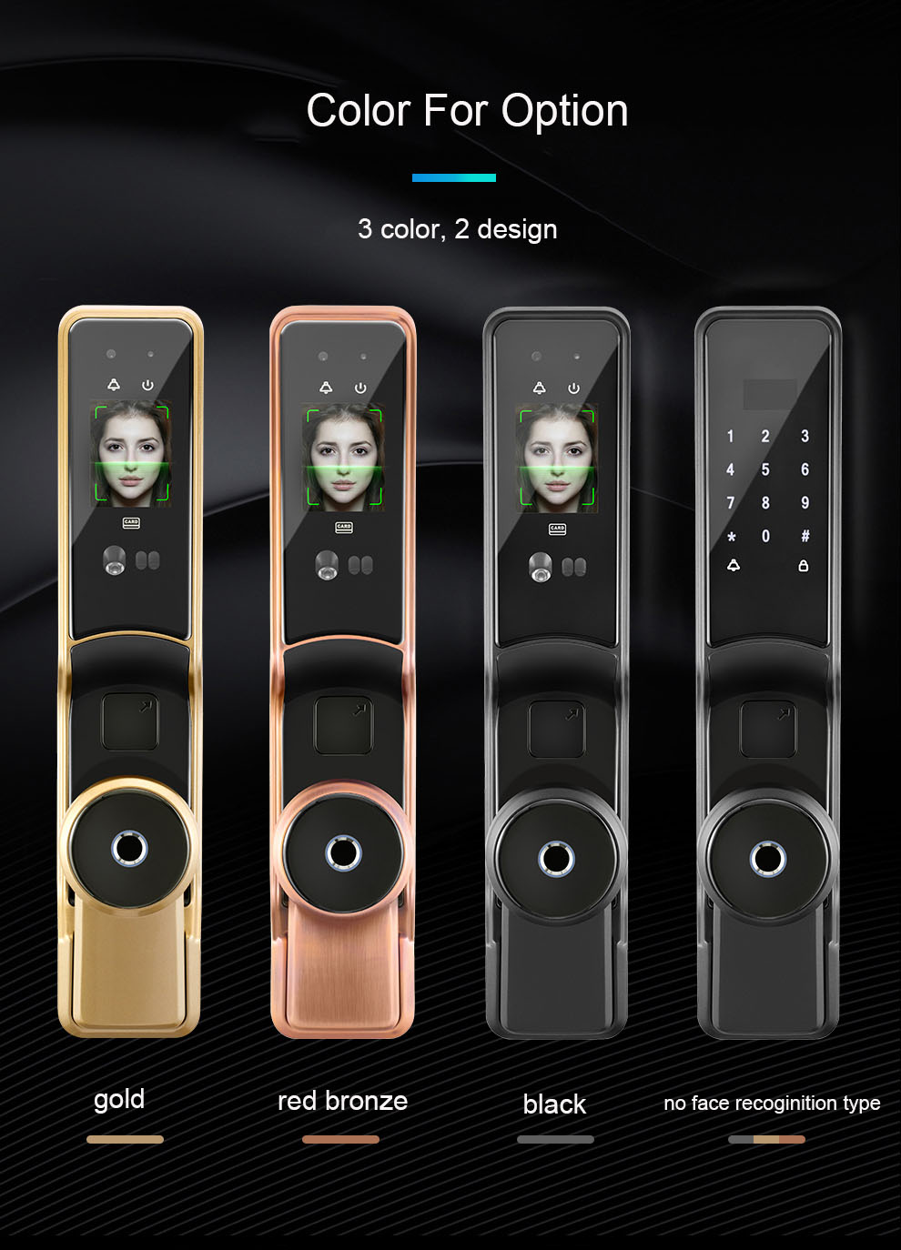 3D Automatic Infrared Intelligent Smart Fingerprint Face Recognition Door Lock For Home YFR-Z9