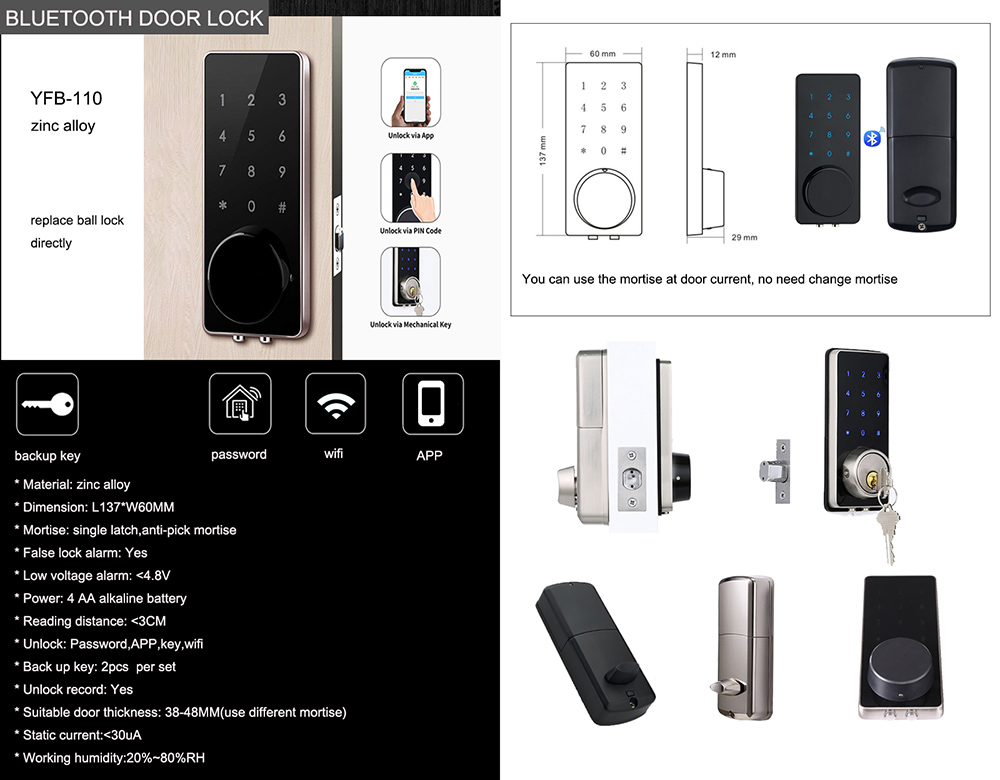 Deadbolt Bluetooth Door Lock YFB-110