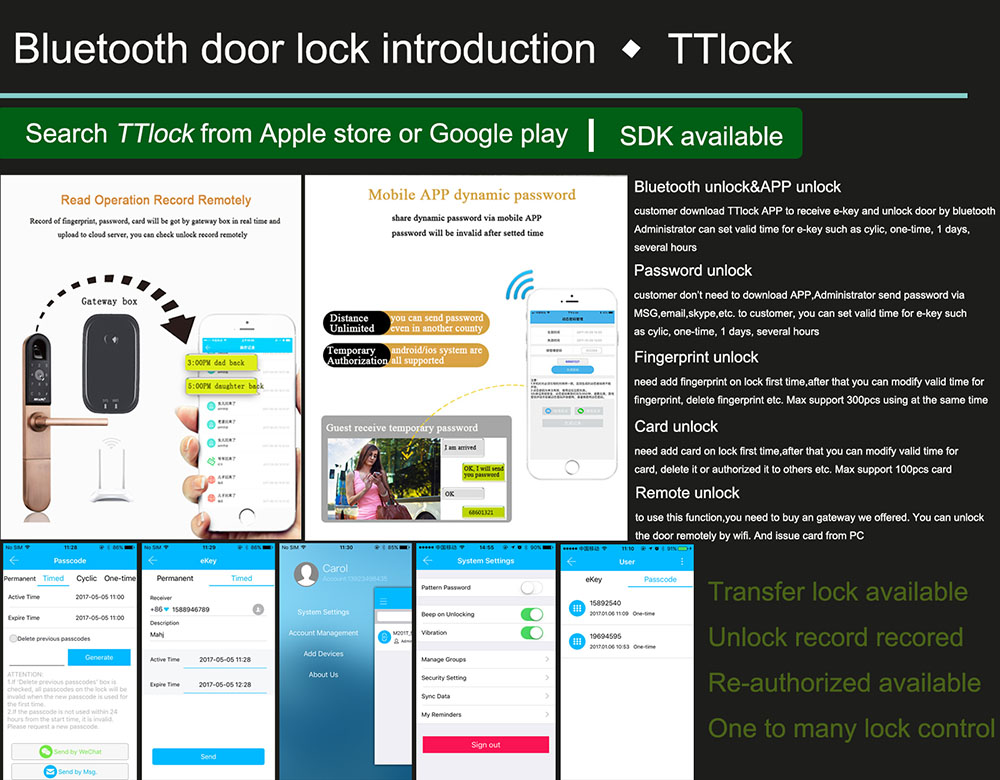 Stainless Steel Bluetooth Sliding Door Lock YFBF-A210