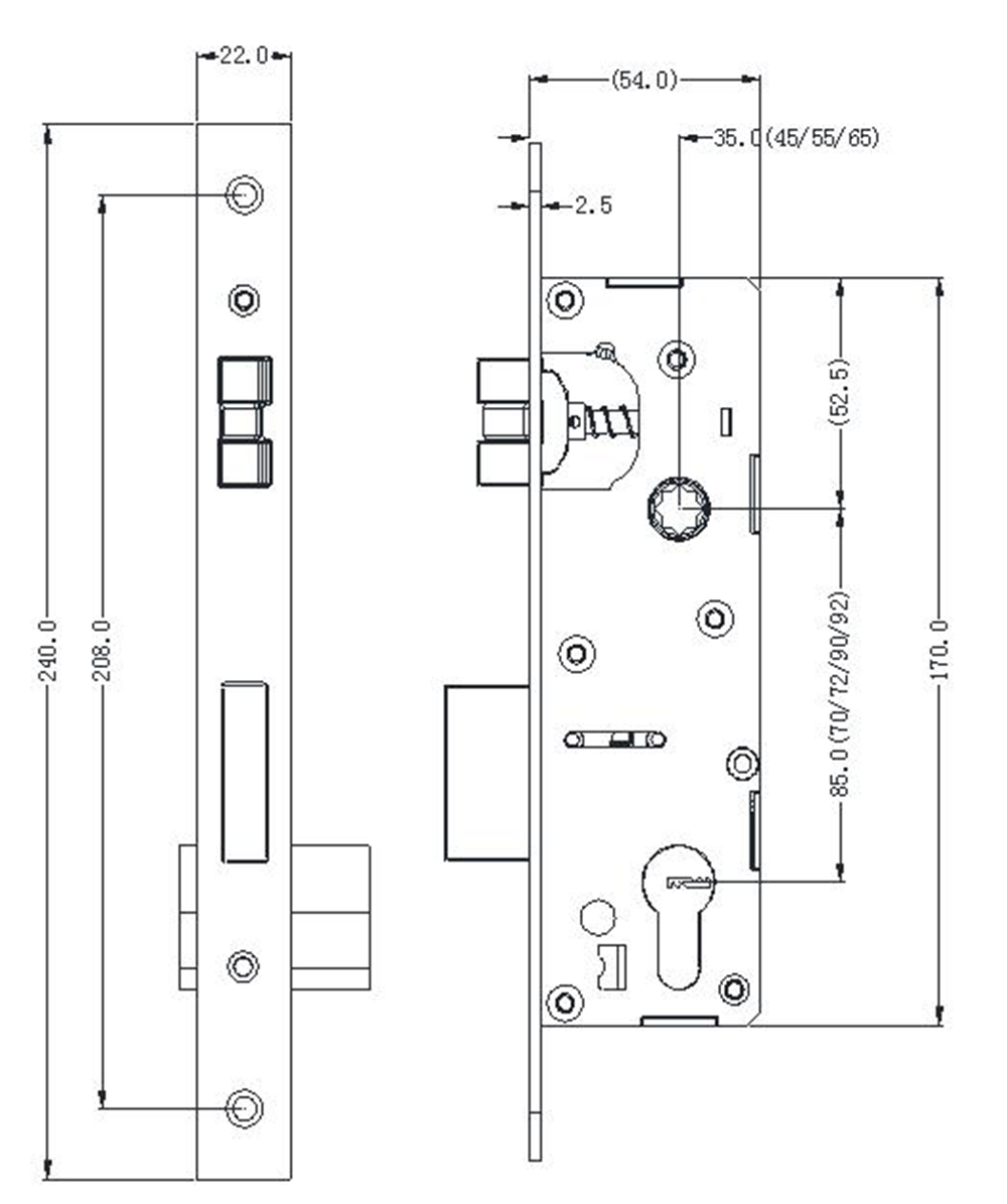 Swing Door Fingerprint Lock 8535 Mechanical Mortise