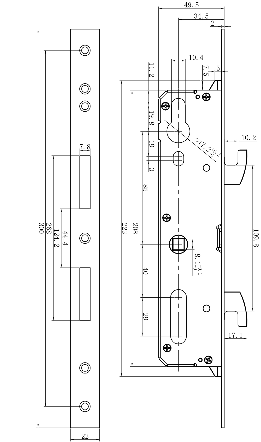 Sliding Door Fingerprint Lock 8535 Mechanical Mortise