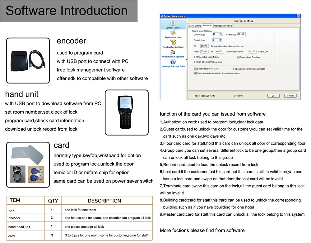 RFID Hotel Card Lock Management System YFH-X100