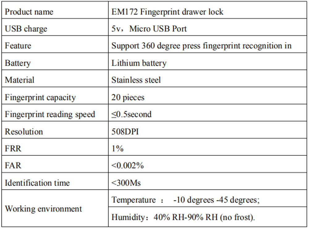 Fingerprint Locker Lock EMF-172