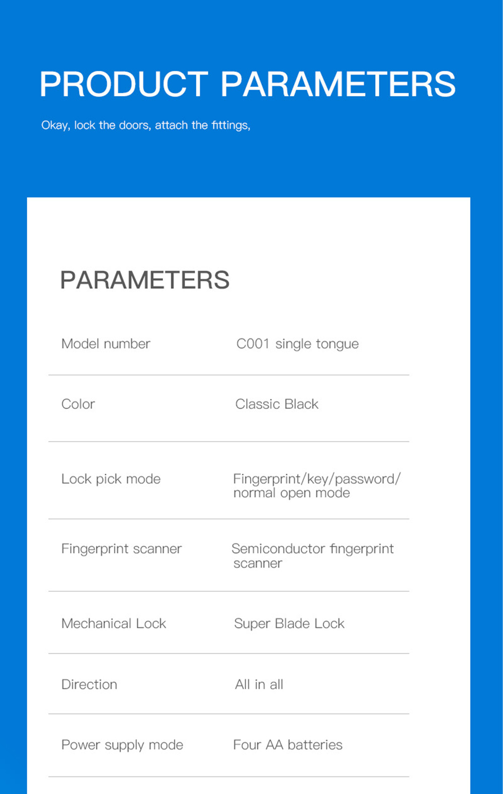 Bluetooth Fingerprint Door Lock YFBF-C01