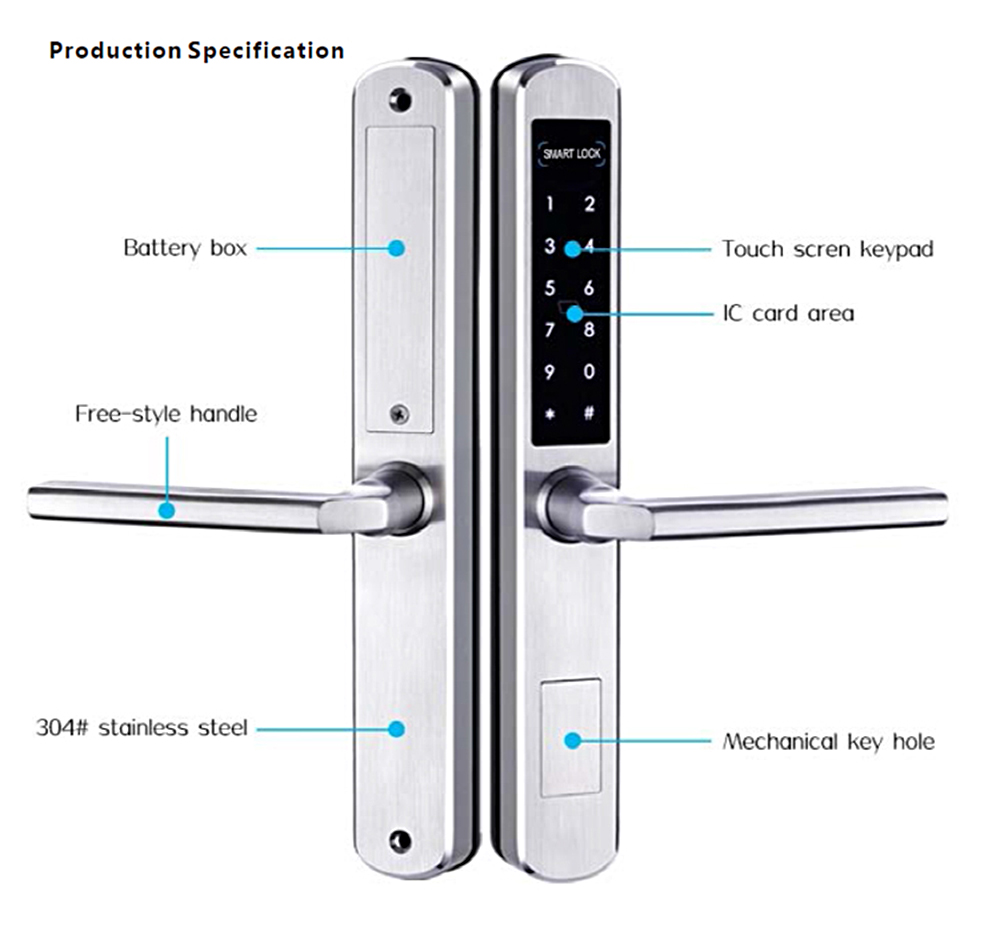 Aluminum Door Bluetooth Lock YFB-A210 With TTlock APP