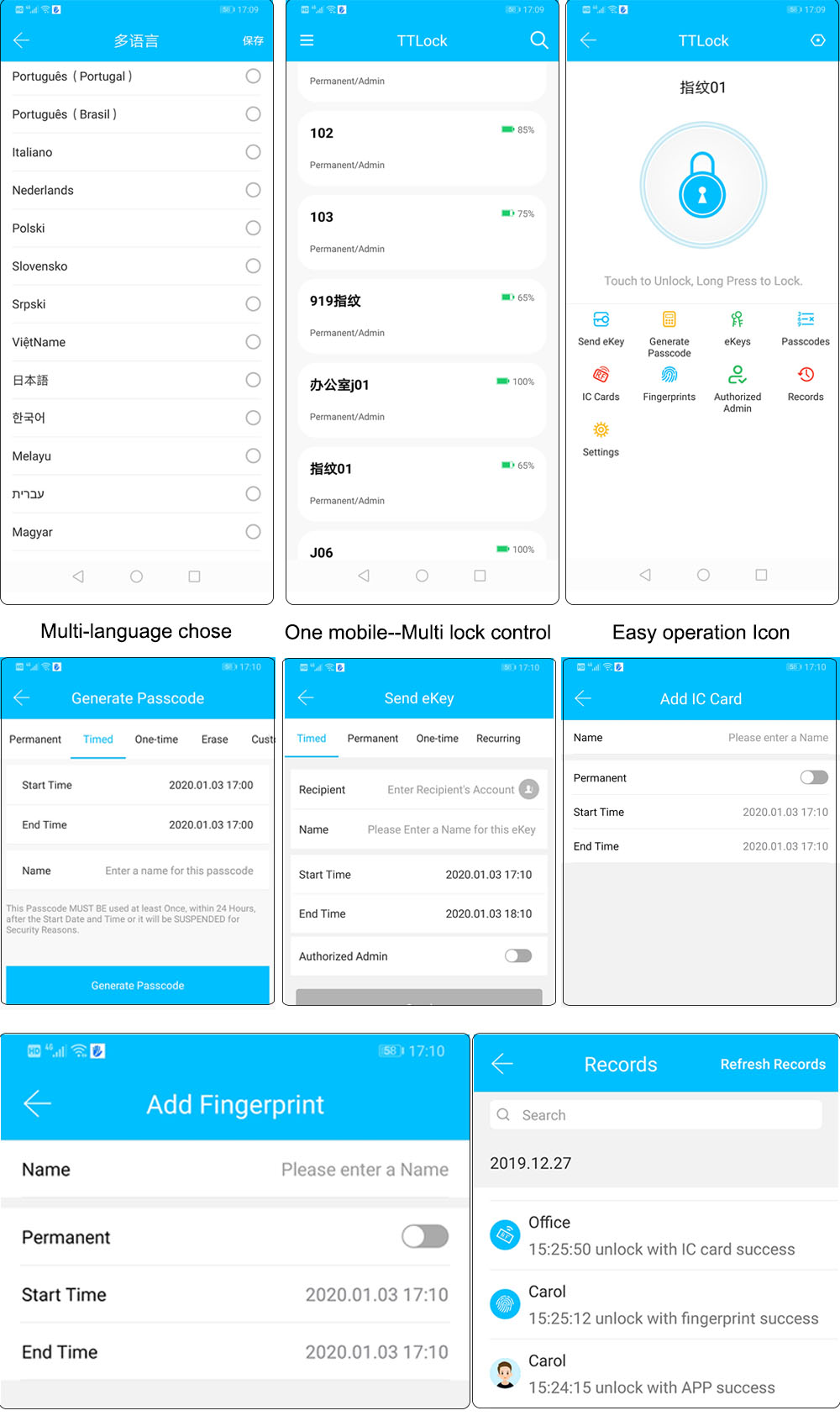 Steel Door Fingerprint Bluetooth Lock YFBF-R5