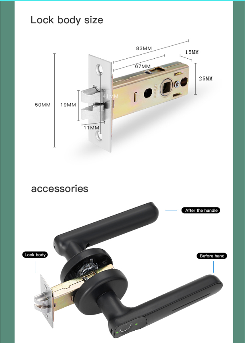 Single Latch Split Design Fingerprint Handle Door Lock YFF-F01