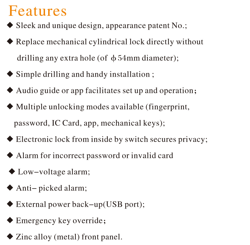 Dead Bolt Fingerprint Bluetooth Lock YFBF-007