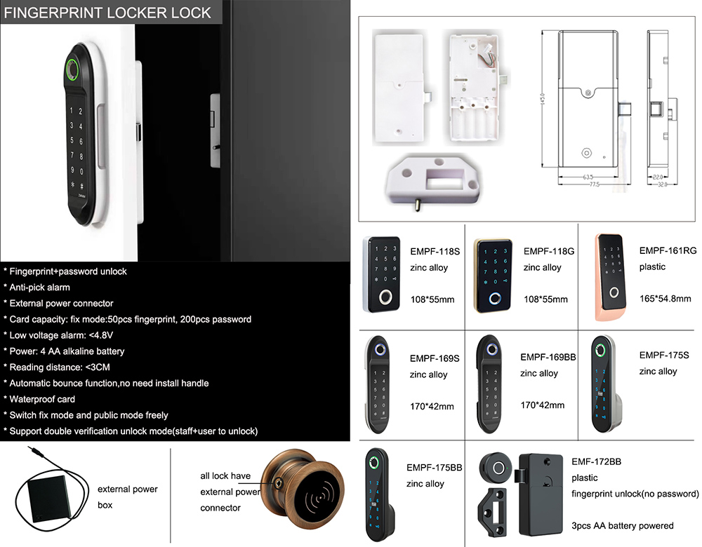 Electronic Fingerprint Locker Lock EMPF-118