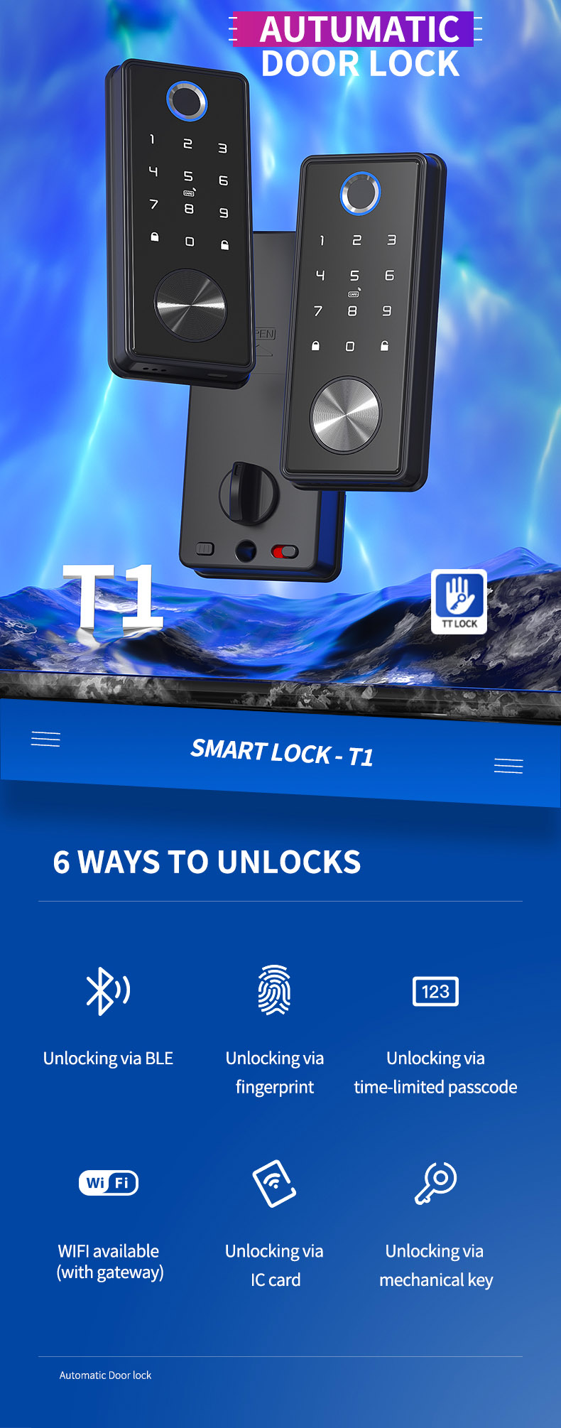 Bluetooth Fingerprint Dead Bolt Door Lock YFBF-T1