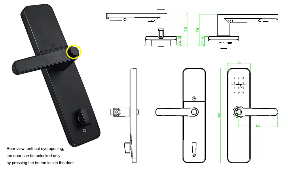 6068 Mortise Fingerprint Bluetooth Door Lock YFBF-3100