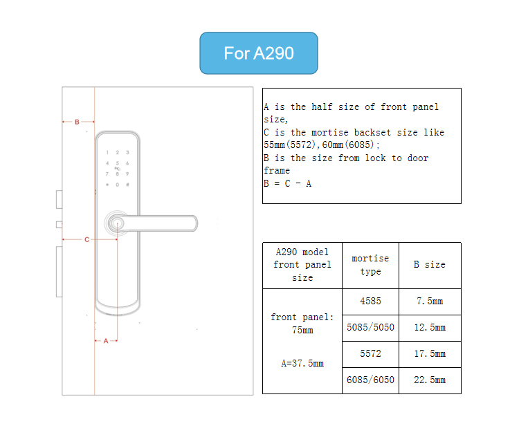 Single Latch Bluetooth Door Lock YFBF-A290