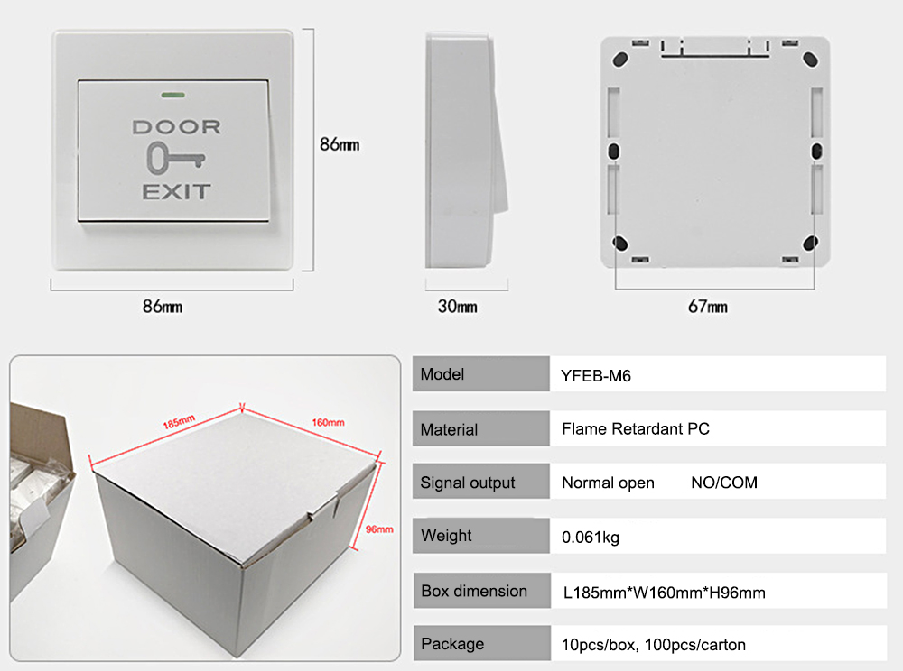 Surface Mounted Exit Button YFEB-M6