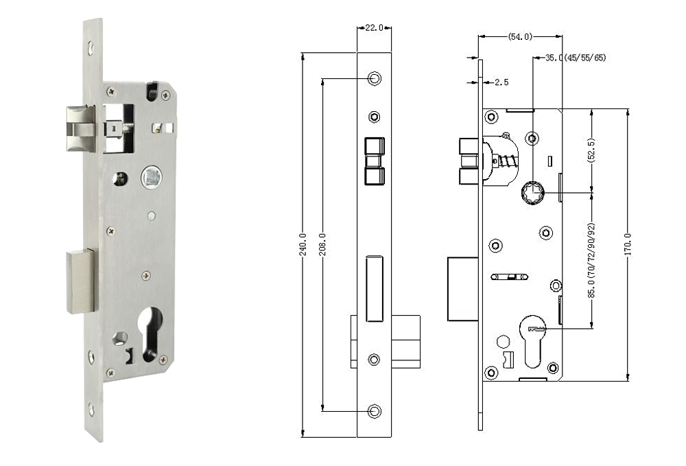 Aluminum Door SUS304 Fingerprint Bluetooth Door Lock YFBF-05