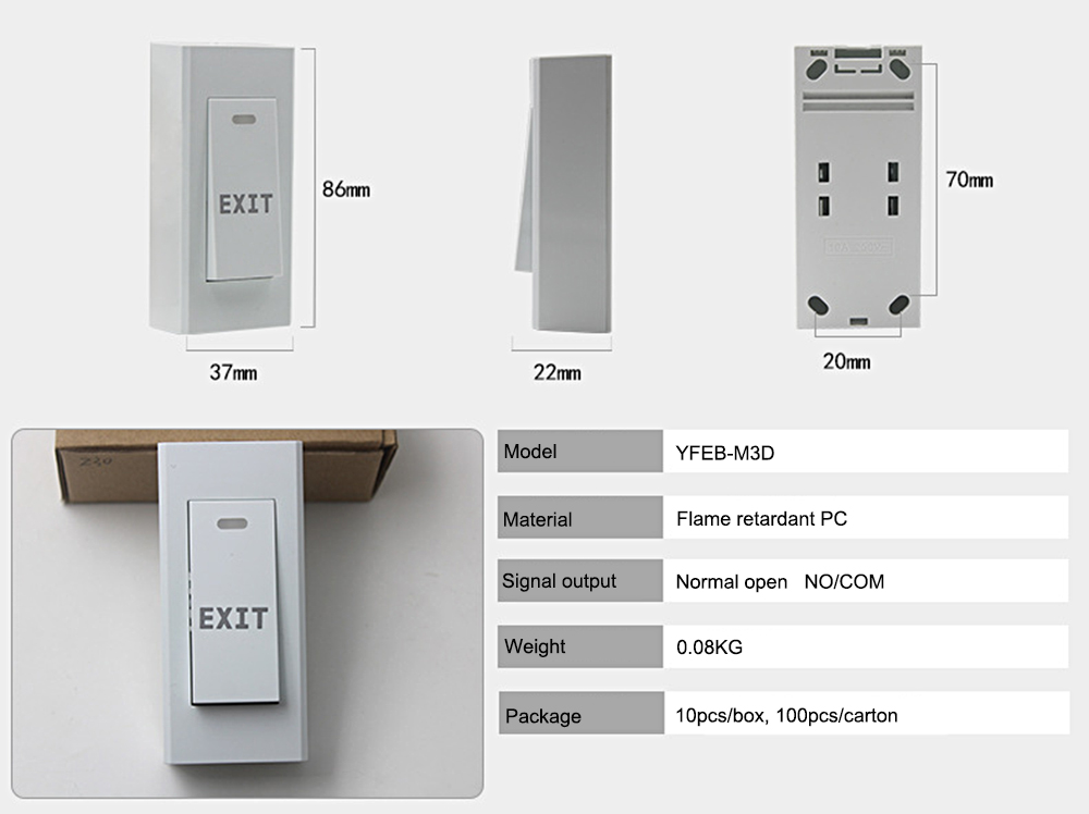 Surface Mounted Slim Exit Button YFEB-M3D