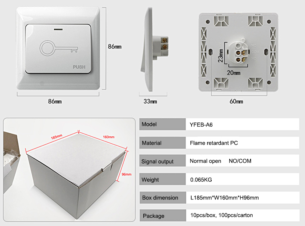 86 Type Plastic Exit Button YFEB-A6