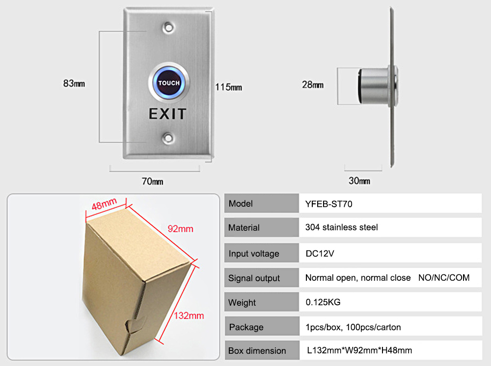 Touch Button Exit Button YFEB-ST70