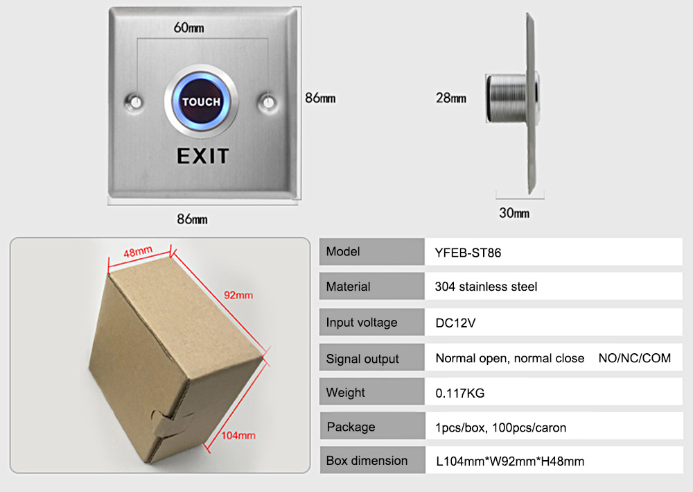 Touch Exit Button YFEB-ST86
