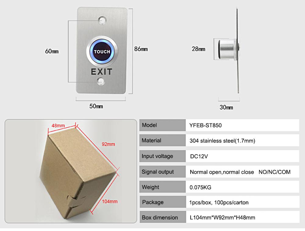 Access Control Door Exit Button YFEB-ST850