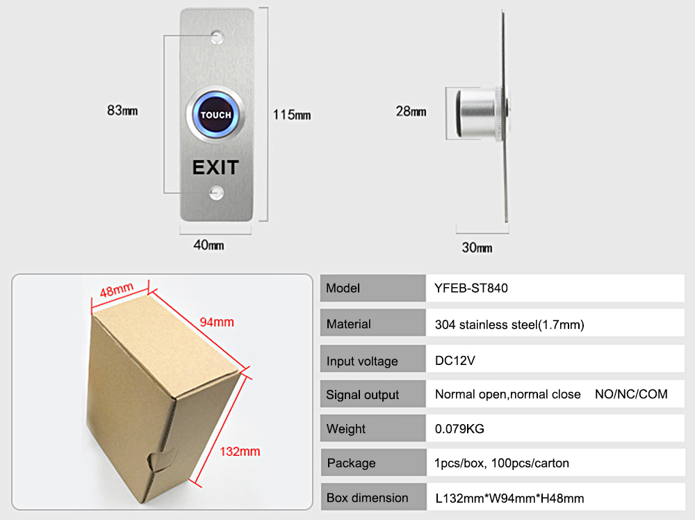 Slim Touch Exit Button YFEB-ST840