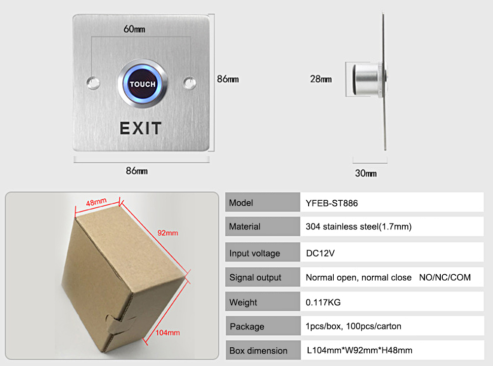 Concealed Exit Button YFEB-ST886
