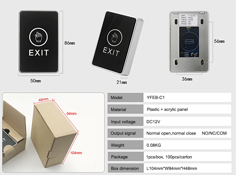 Plastic Touch Button Exit Button YFEB-C1