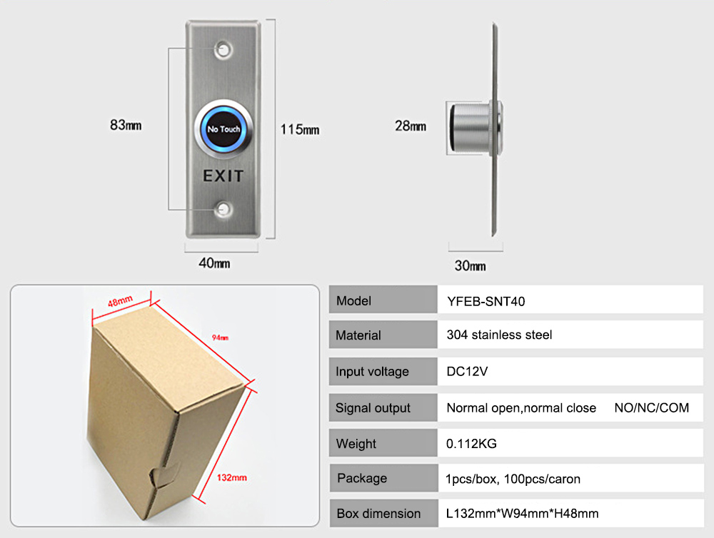 Contactless Infrared Exit Button YFEB-SNT40