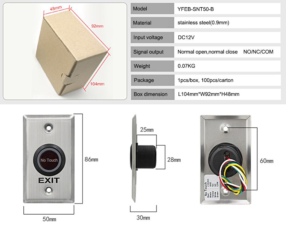 Access Control Door Release Button YFEB-SNT50-B
