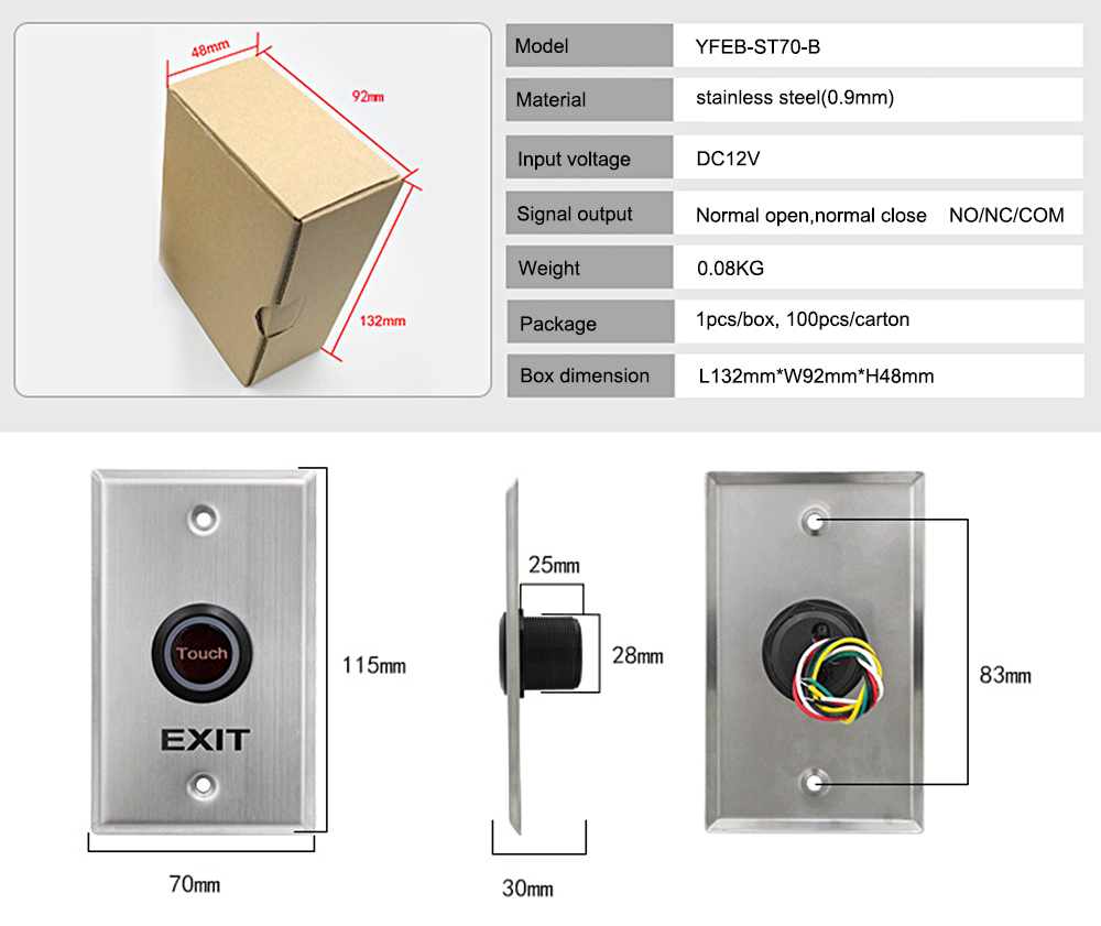 Door Eixt Release Button YFEB-ST70-B