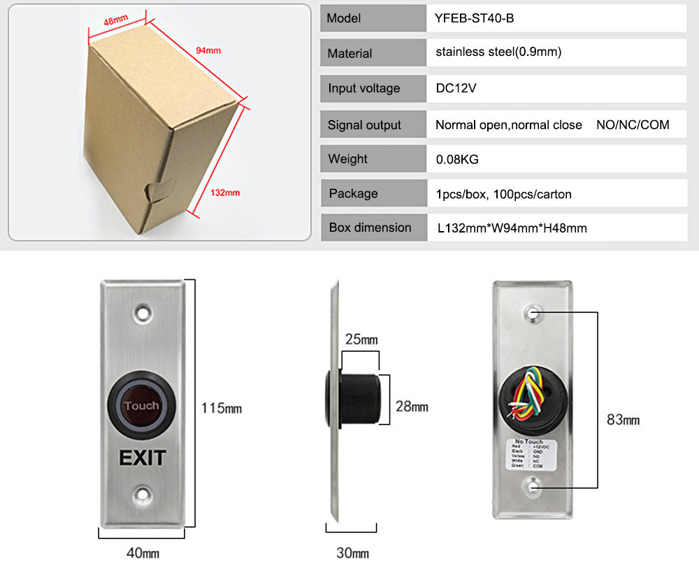 Access Control Exit Button YFEB-ST40-B