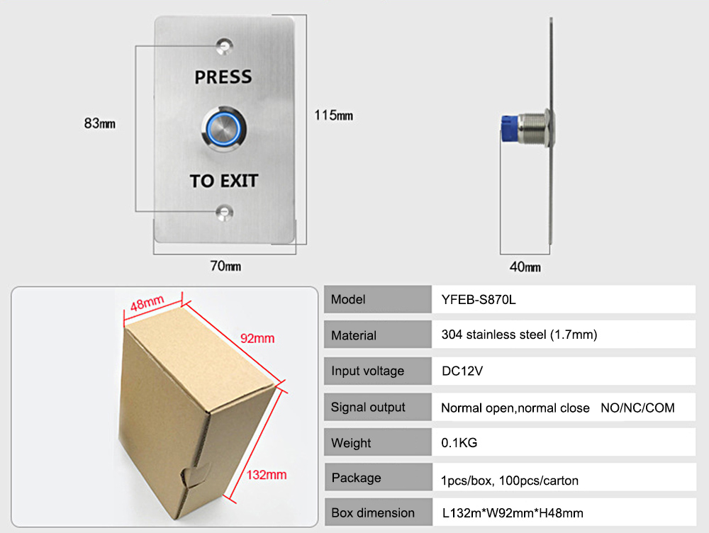 Touch Button Exit Button YFEB-S870L