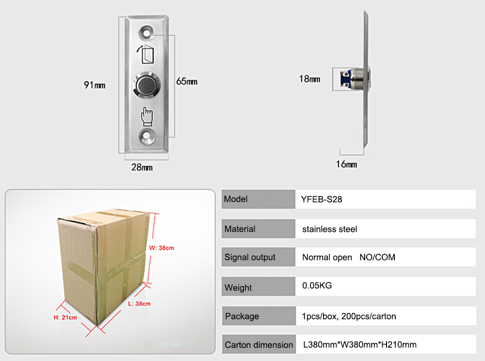 NO Door Release Button YFEB-S28