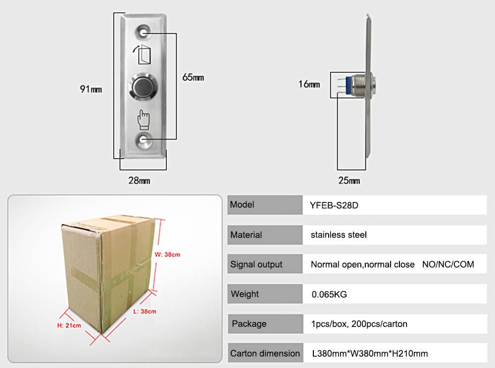 Door Release Exit Button YFEB-S28D