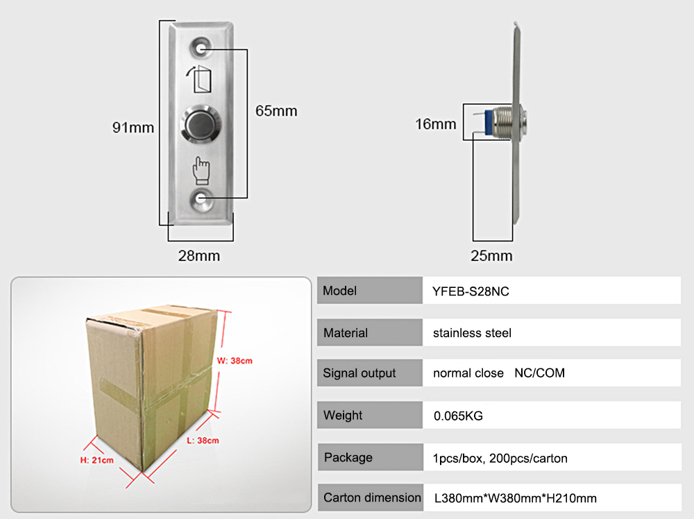 NC Door Exit Button YFEB-S28NC