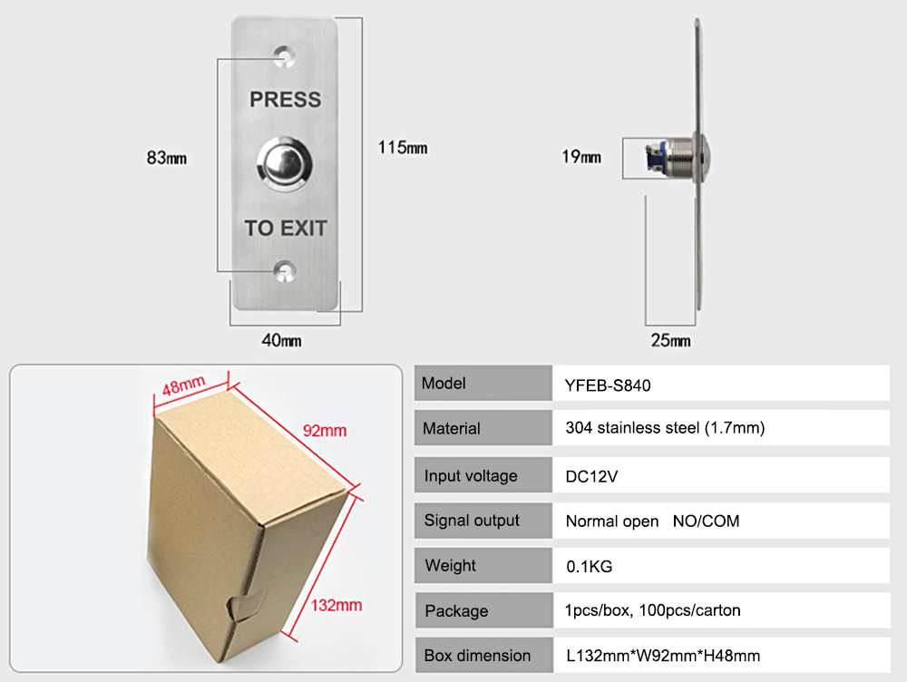 Access Control Release Exit Button YFEB-S840