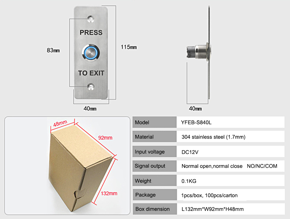 Door Exit Push Button YFEB-S840L