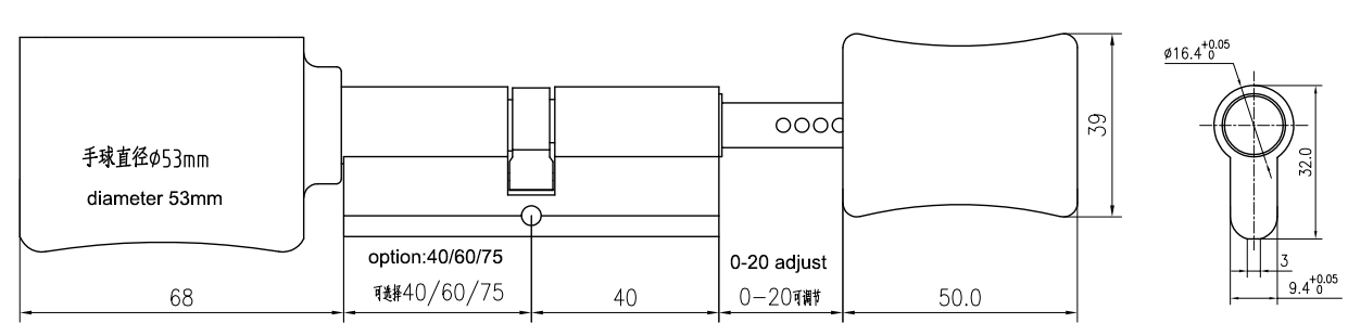 Electronic Cylinder Bluetooth Door Lock YFB-CL001