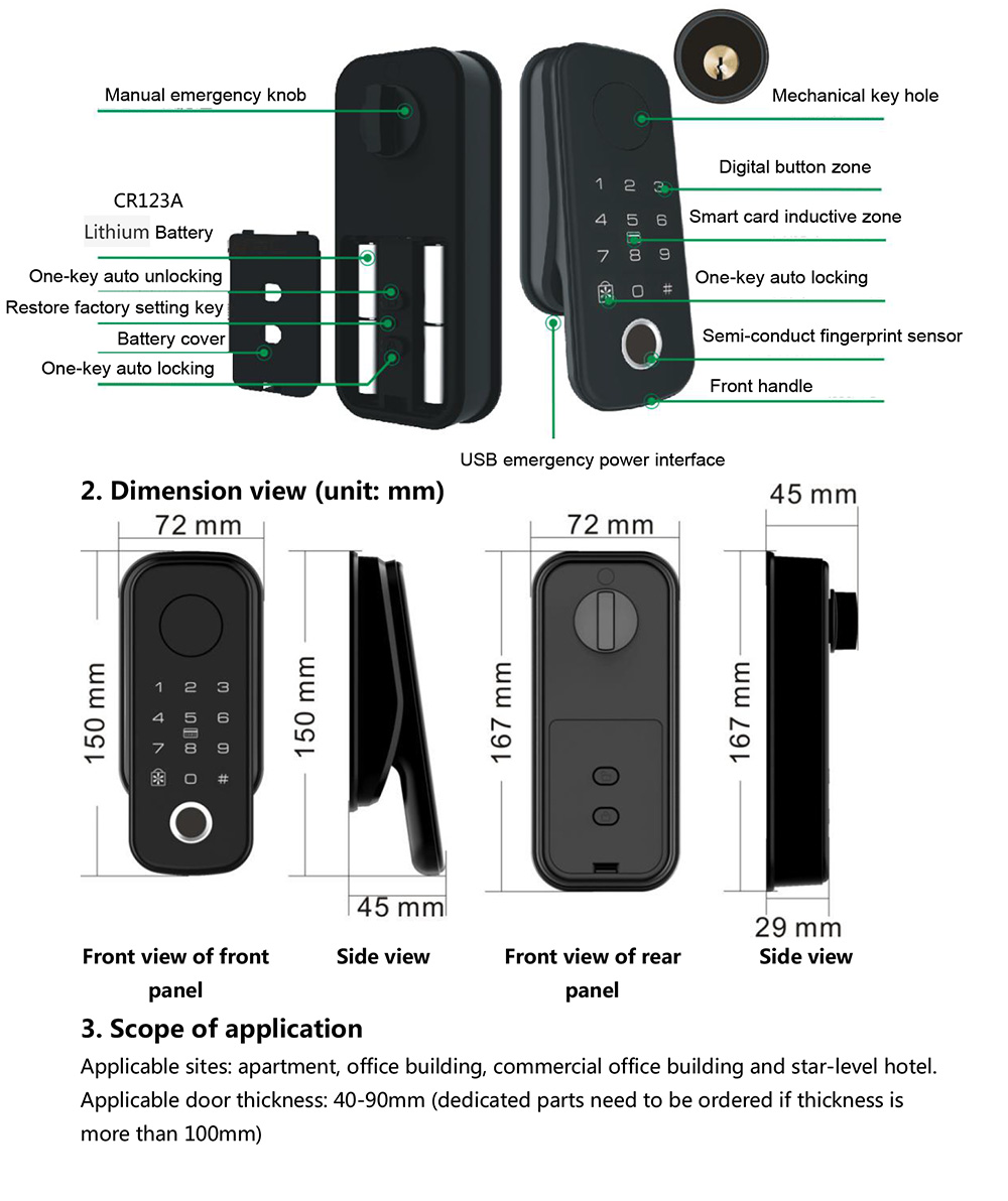 EU Cylinder Automatic Fingerprint Bluetooth Door Lock YFBF-Z18