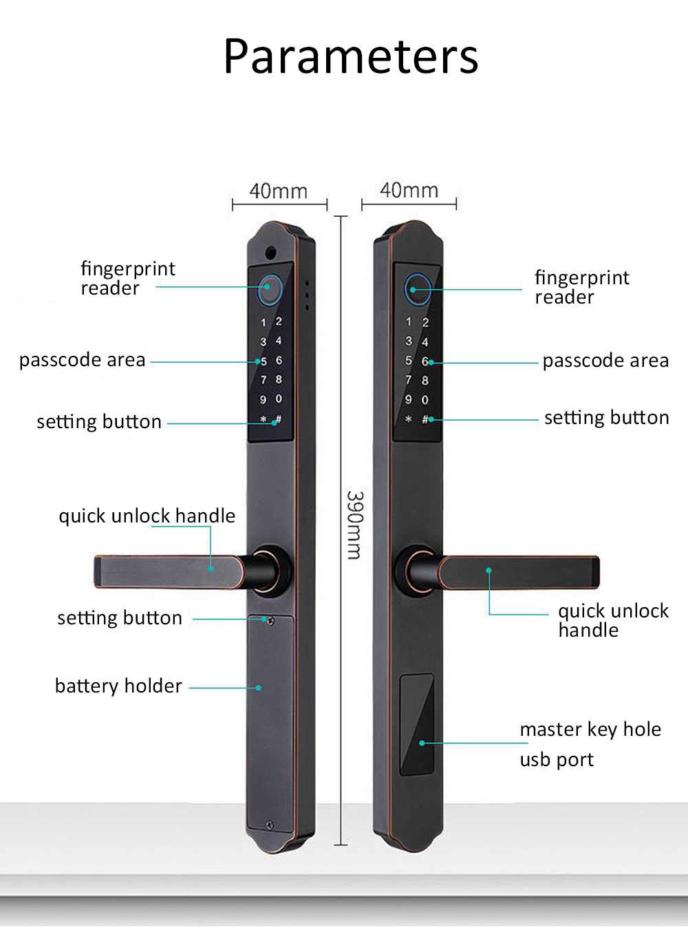 Outdoor Double Side Fingerprint Waterproof Smart Lock YFF-D2