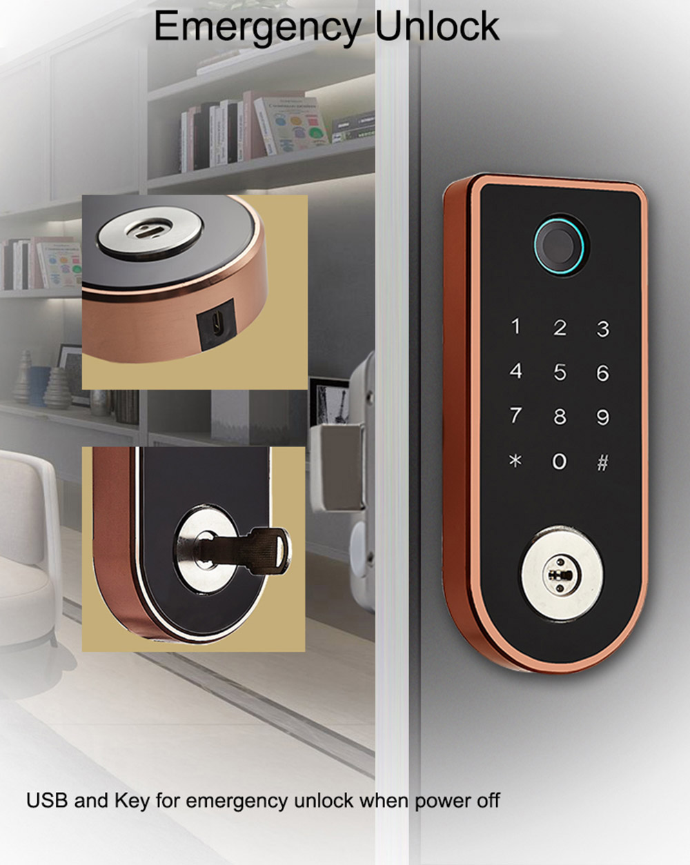 Rim Type Waterproof Smart Door Lock YFF-X1A