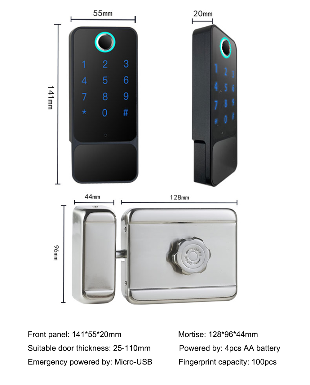 Automatic Rim Fingerprint Door Lock YFF-X5A Automatic Rim Fingerprint Door Lock YFF-X5A