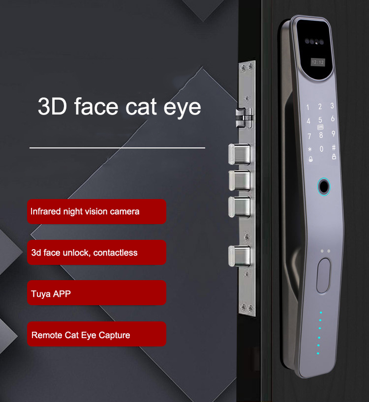 Tuya Wifi 3D Face Smart Fingerprint Door Lock YFFW-D1B