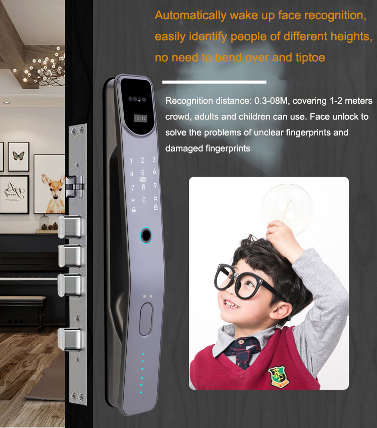 Tuya Wifi 3D Face Smart Fingerprint Door Lock YFFW-D1B