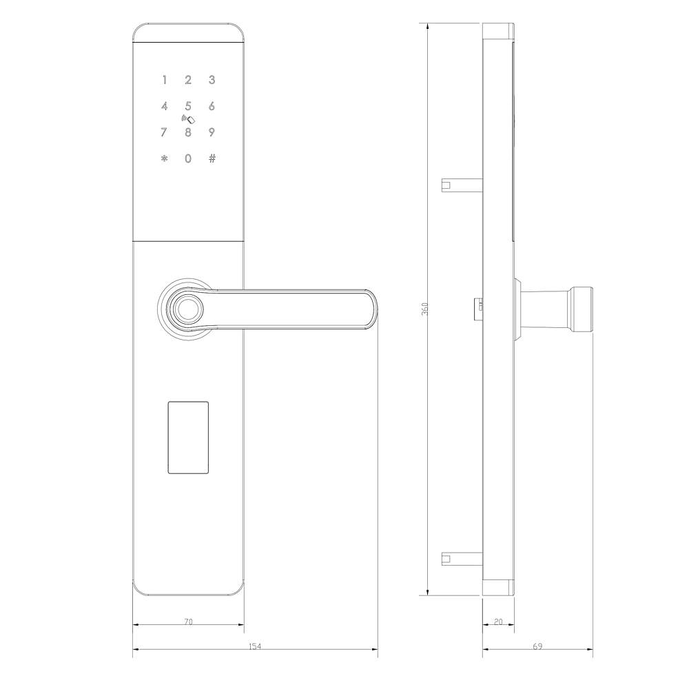 6068 Mortise Smart Fingerprint Door Lock YFBF-902