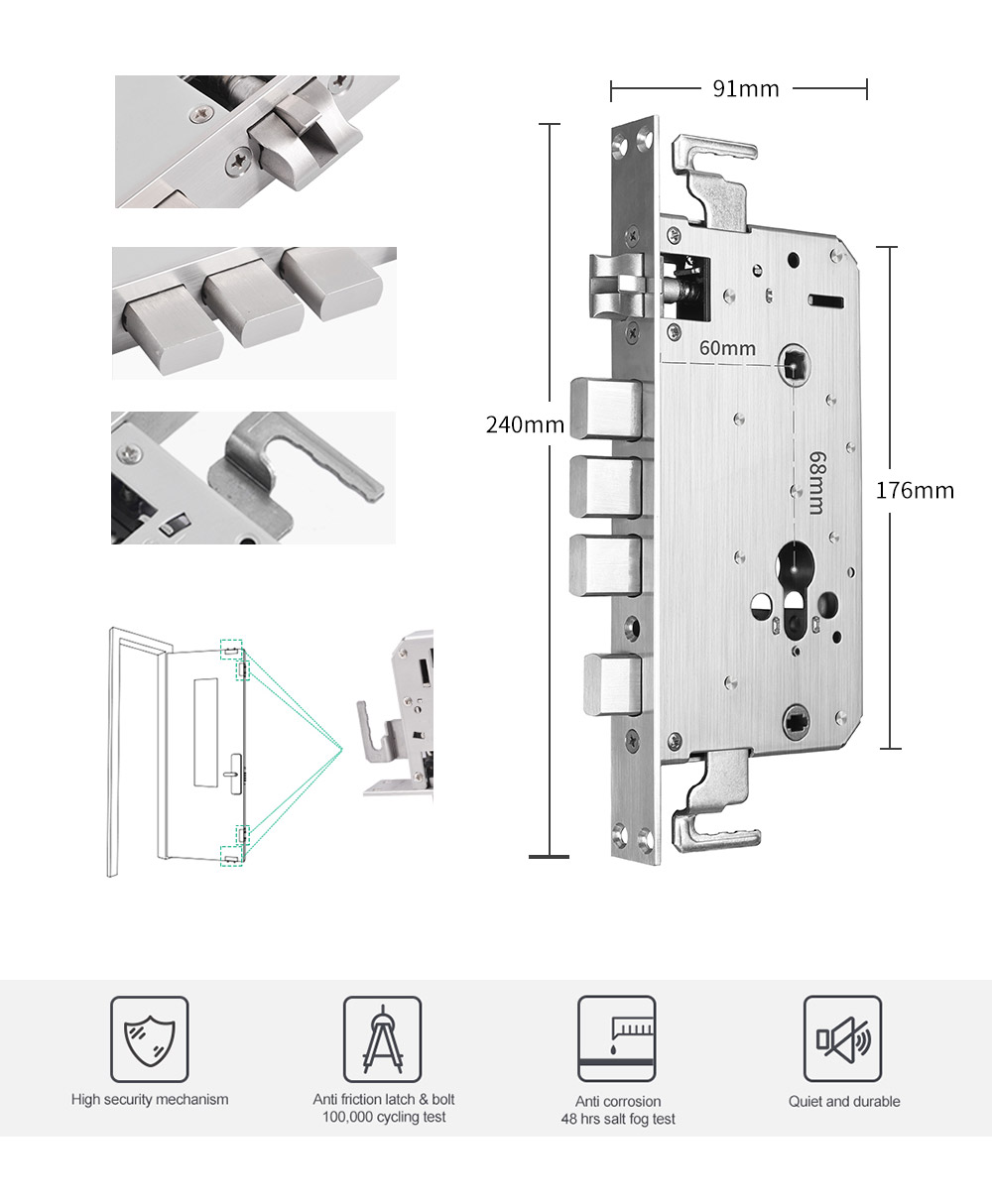 6068 Mortise Smart Fingerprint Door Lock YFBF-902