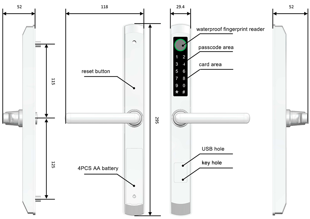 304 Stainless Steel Smart Fingerprint Door Lock YFF-03S