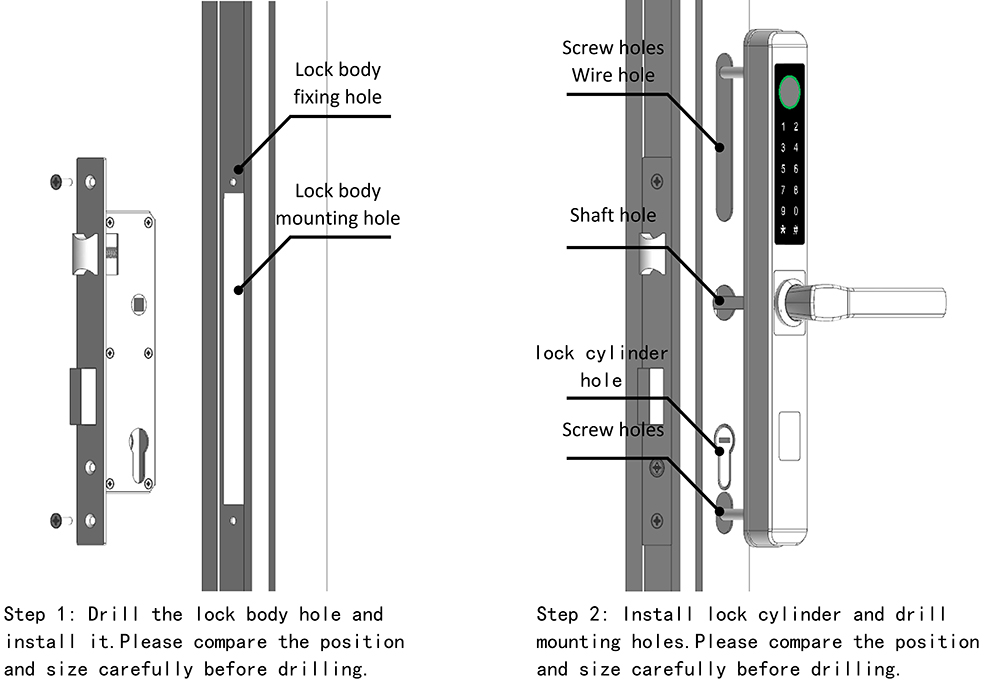 Aluminum Door SUS304 Fingerprint Bluetooth Door Lock YFBF-05